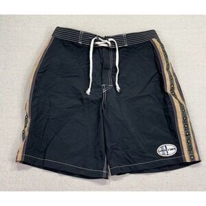 Gordon & Smith Vintage‎ Board Shorts Mens 34 Black Surf Trunks G&S USA Made